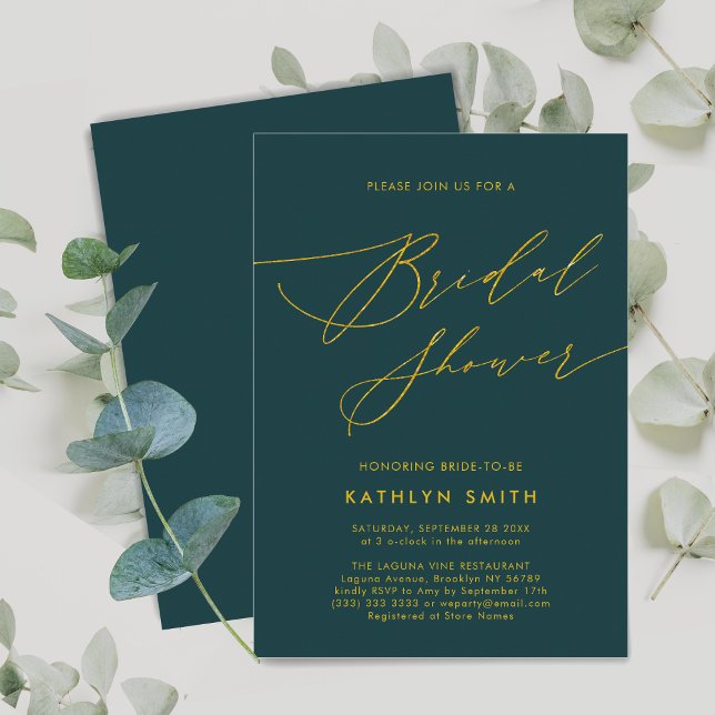 Green Botanical Elegant Script Bridal Shower Invitation (Creator Uploaded)