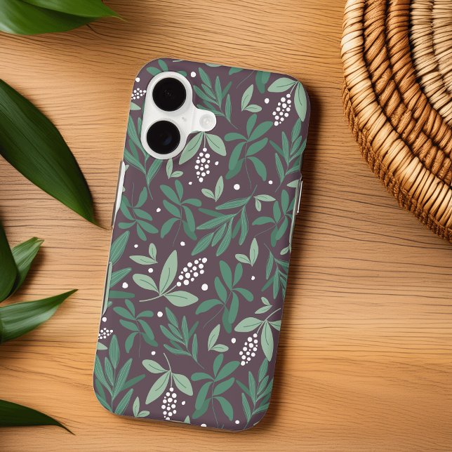 Green Botanical Fern Foliage & White Berry Pattern (Creator Uploaded)