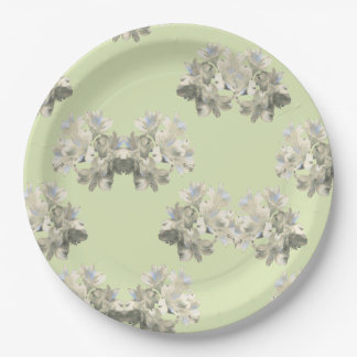 Green Botanical Floral Pattern Paper Plates