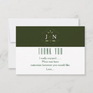 Green Botanical Forest Minimal Wedding Thank You Card
