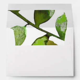 Green Botanical Glam Plant Leaves Elegant Wedding Envelope