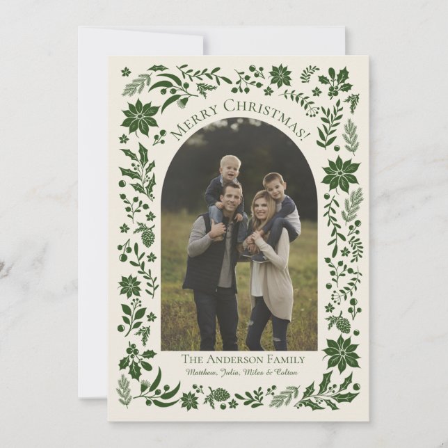 Green Botanical Holiday Card (Front)