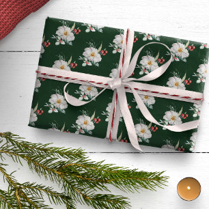 Green Botanical Holiday Wrapping Paper