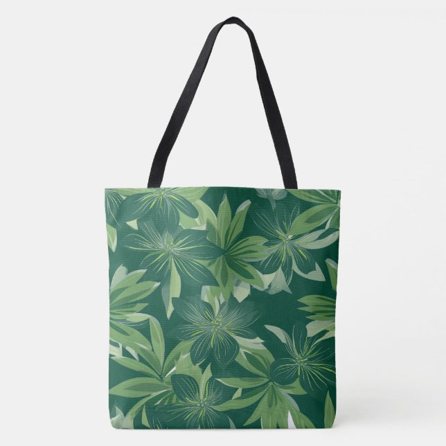 Green Botanical Leaf All-Over-Print Tote (Front)