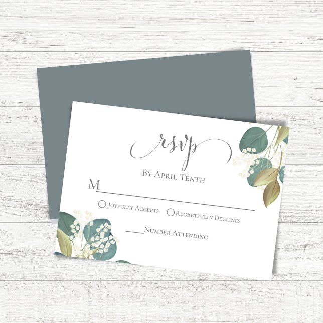 Green Botanical Leave Wedding Reply  RSVP Card (Classic wedding RSVP card with botanical greenery.)