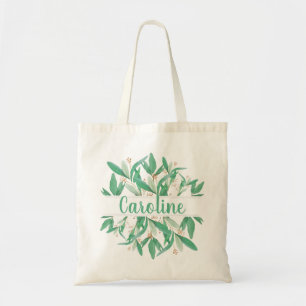 Green Botanical Leaves Elegant Wedding Tote Bag