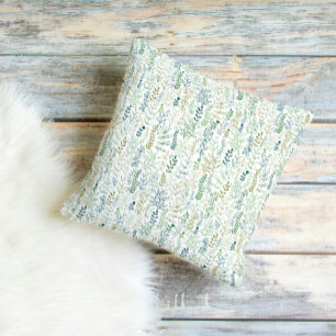 Green Botanical Leaves Pattern  Cushion