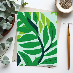 Green Botanical Leaves Watercolor Postcard