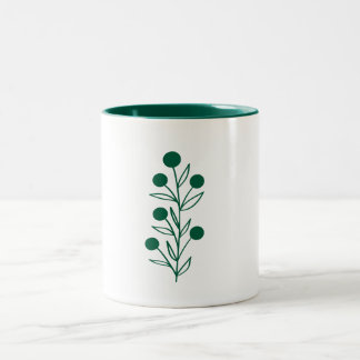 Green Botanical Line Art Two-Tone Coffee Mug