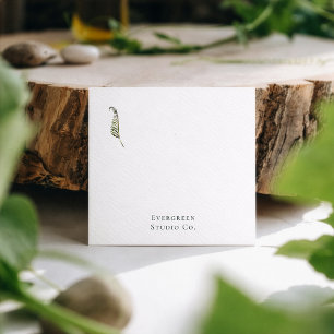 Green Botanical Modern Elegant Minimalist Square Business Card