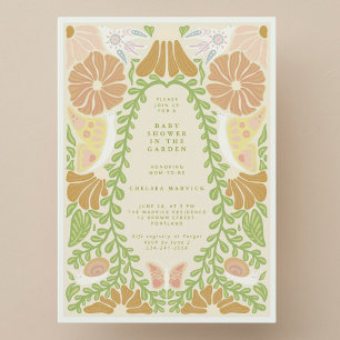 Green Botanical natural Baby Shower Invitation