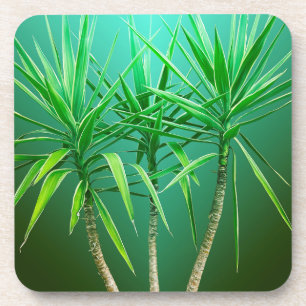 Green Botanical Palm Tree Cushion Coaster