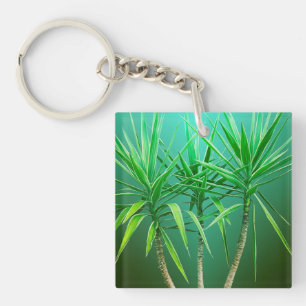 Green Botanical Palm Tree Cushion Key Ring