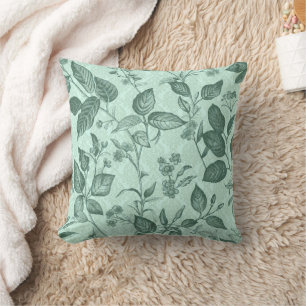 Green botanical pattern cushion