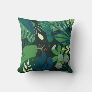 Green Botanical: Tropical Leaves Illustration Cushion