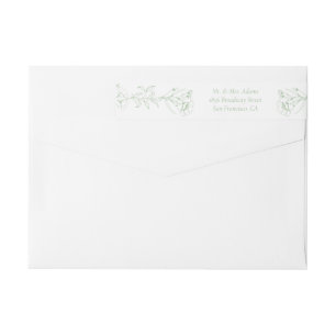 Green Botanical Victorian Pre-Addressed Return Wrap Around Label