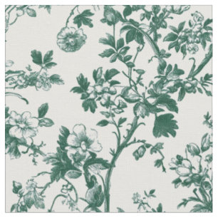 Green Botanical Vine Toile Fabric