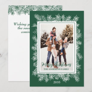 Green Botanical Vintage Chic Frame Merry Christmas Holiday Card