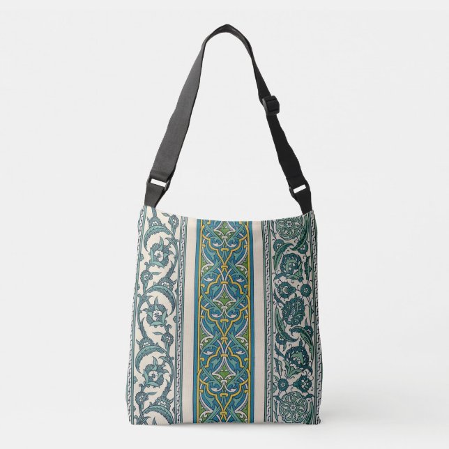 Green Botanical Vintage Persian Abstract Pattern  Crossbody Bag (Front)