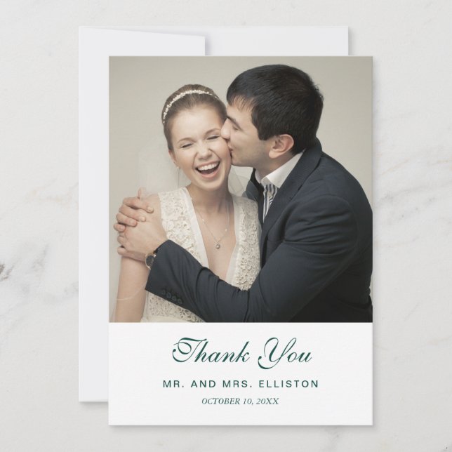 Green Botanical Watercolor Pattern | Thank You Card (Front)