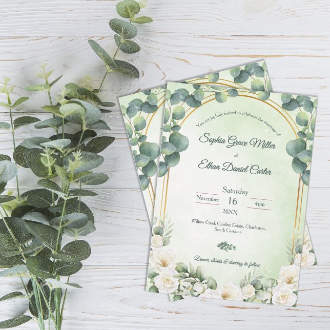 Green Botanical Wedding Invitation with Eucalyptus (Green Botanical Wedding Invitation with Eucalyptus)