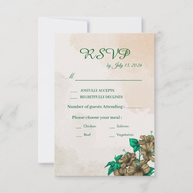 Green Botanical Wedding RSVP Card (Front)