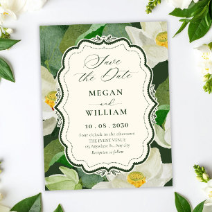 Green Botanical wedding Save The Date