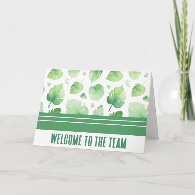 Green Botanical Welcome to the Team New Employee Card (Front)