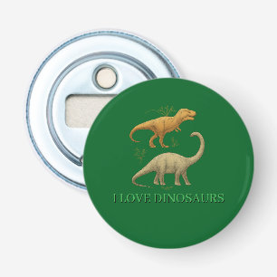 Green Bottle Opener - I Love Dinosaurs