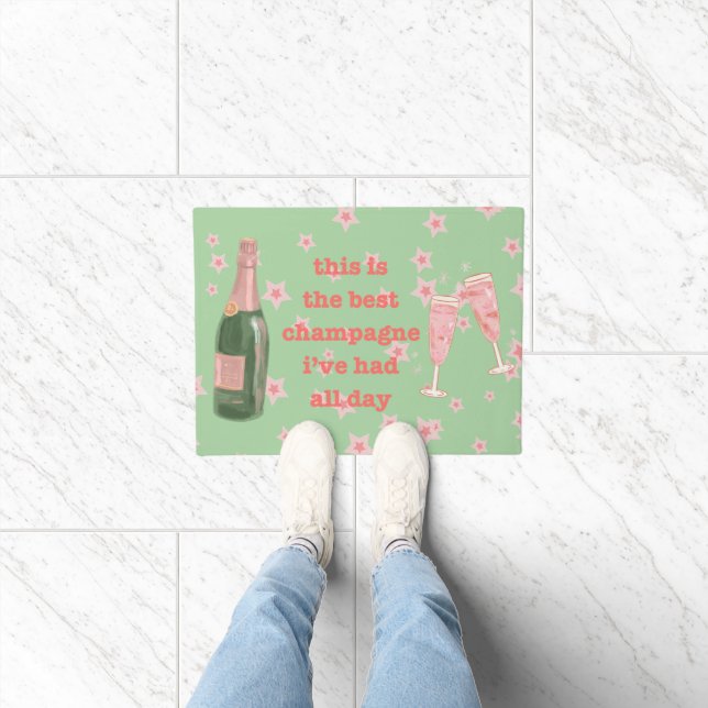 Green Bougie Champagne Bottle Quote  Doormat (Indoor)