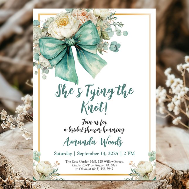 Green bow bridal shower card (Creator Uploaded)
