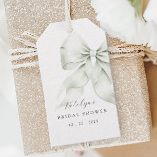 Green Bow Bridal Shower Favour Tags