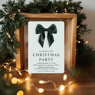 "Green Bow Christmas Party Elegant Holiday Acrylic Invitations
