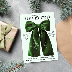 Green Bow Holiday Christmas Invitation