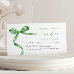 Green Bow How Many Candies Shower Game card