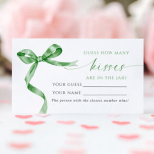 Green Bow How Many Kisses Shower Game card