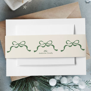 Green Bow Invitation Belly Band