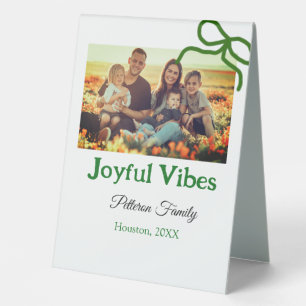 Green bow joyful Vibes add family photo name 