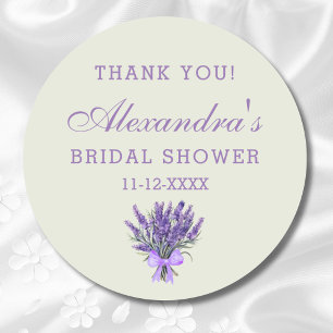 Green Bow Lavender Floral Bridal Shower Thank You Classic Round Sticker