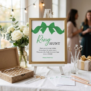 Green Bow Ring Hunt Bridal Shower Game Sign