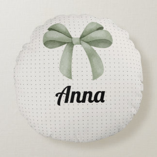 Green Bow Round Pillow