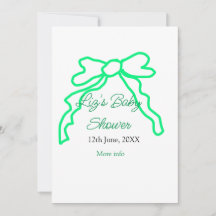 Green bow scribble baby shower add name date moder