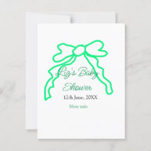 Green bow scribble baby shower add name date moder