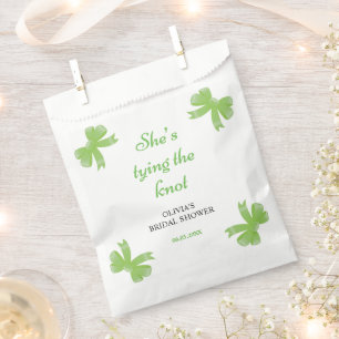 Green Bow She's Tying The Knot Bridal Shower Favour Bag