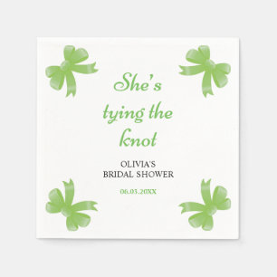 Green Bow She's Tying The Knot Bridal Shower Napkin