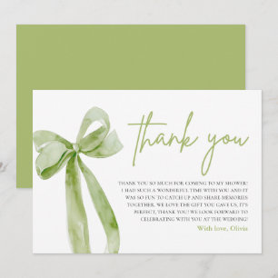 Green Bow She's Tying the Knot Thank You Card