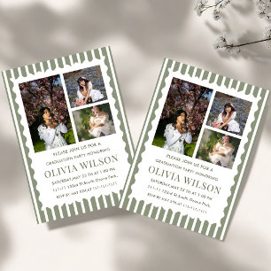  green Bow Striped Graduation Party Invite, 2026 Invitation