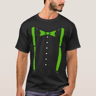 Green Bow Tie Suspenders Cummerbund Tuxedo Bow Tie T-Shirt