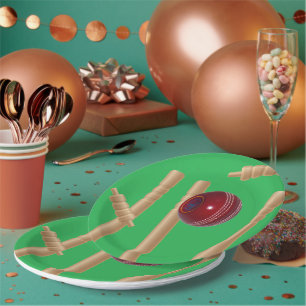 Green Bowled At Cricket, Paper Plate