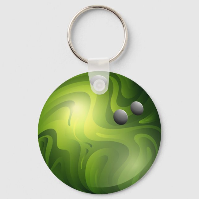 Green Bowling Ball Keyring keychain (Front)